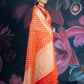 Banarasi Elegance Peach Chanderi Cotton Saree