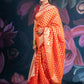 Banarasi Elegance Peach Chanderi Cotton Saree