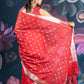 Maroon Chanderi Silk Saree with Banarasi Zari Booti