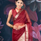 Maroon Organza Saree with Zari Border and Chitt Paloo