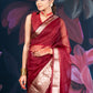 Maroon Organza Saree with Zari Border and Chitt Paloo