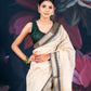 Beige and Black Chanderi Cotton Saree