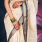 Beige and Black Chanderi Cotton Saree