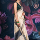 Elegant Beige Chanderi Cotton Saree with Black Temple Border