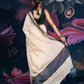 Beige and Black Chanderi Cotton Saree