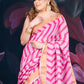 Elegant Pink Linen Cotton Saree with Tissue Border