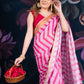 Elegant Pink Linen Cotton Saree with Tissue Border