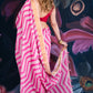 Elegant Pink Linen Cotton Saree with Tissue Border