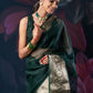 Bottle Green Organza Saree with Zari Border and Chitt Palloo