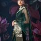 Bottle Green Organza Saree with Zari Border and Chitt Palloo