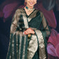 Bottle Green Organza Saree with Zari Border and Chitt Palloo