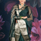 Bottle Green Organza Saree with Zari Border and Chitt Palloo