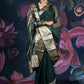 Bottle Green Organza Saree with Zari Border and Chitt Palloo