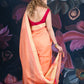 Peach Chanderi Cotton Saree with Check Design and Tissue Border