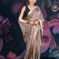 Beige Semi-Matka Silk Saree with Madhubani Print