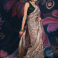 Beige Semi-Matka Silk Saree with Madhubani Print
