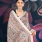 Beige Semi-Matka Silk Saree with Madhubani Print