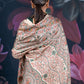 Beige Semi-Matka Silk Saree with Madhubani Print