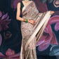 Beige Semi-Matka Silk Saree with Madhubani Print