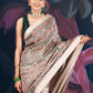 Beige Semi-Matka Silk Saree with Madhubani Print
