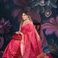 Red Chanderi Silk Saree with Banarasi Zari Booti and Rich Palloo