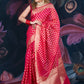 Red Chanderi Silk Saree with Banarasi Zari Booti and Rich Palloo