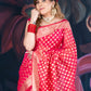 Red Chanderi Silk Saree with Banarasi Zari Booti and Rich Palloo