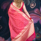 Red Chanderi Silk Saree with Banarasi Zari Booti and Rich Palloo