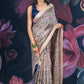 Beige Matka Silk Saree with Madhubani Print