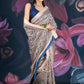 Beige Matka Silk Saree with Madhubani Print