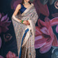 Beige Matka Silk Saree with Madhubani Print