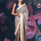 Beige Matka Silk Saree with Madhubani Print