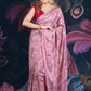 Onion Pink Semi-Crepe Printed Saree