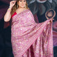 Onion Pink Semi-Crepe Printed Saree
