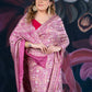 Onion Pink Semi-Crepe Printed Saree