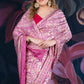 Onion Pink Semi-Crepe Printed Saree