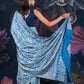 Blue Semi-Crepe Printed Saree