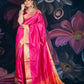 Magenta Semi-Raw Silk Saree with Tissue Border and Chitt Pallu