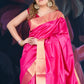 Magenta Semi-Raw Silk Saree with Tissue Border and Chitt Pallu