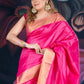 Magenta Semi-Raw Silk Saree with Tissue Border and Chitt Pallu