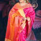 Magenta Semi-Raw Silk Saree with Tissue Border and Chitt Pallu