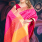 Magenta Semi-Raw Silk Saree with Tissue Border and Chitt Pallu