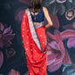 Red and Blue Assam Silk Saree with Zari Work and Contrast Border