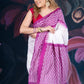White and Purple Chanderi Cotton Saree with Contrast Pallu and Temple Border