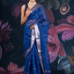 Teal Blue Chanderi Silk Saree with Banarasi Zari Booti and Border