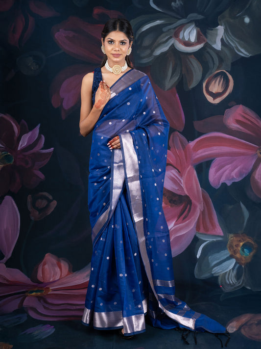 Blue Chanderi Silk Banarasi Saree