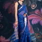 Teal Blue Chanderi Silk Saree with Banarasi Zari Booti and Border
