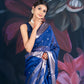 Blue Chanderi Silk Banarasi Saree