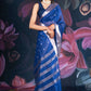 Teal Blue Chanderi Silk Saree with Banarasi Zari Booti and Border