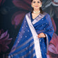 Teal Blue Chanderi Silk Saree with Banarasi Zari Booti and Border
